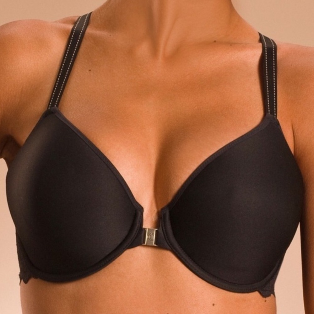 Chantelle 36DD Rive Gauche T-back Bra Racerback Front-close Floral Lace Black